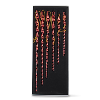 Box of 6 Glass Grad Sizes Red Icicle Ornaments