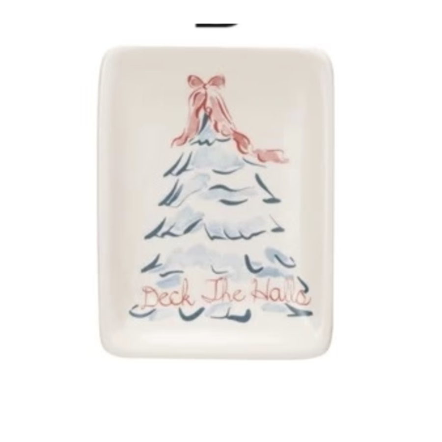 Stoneware Dish with Christmas Tree