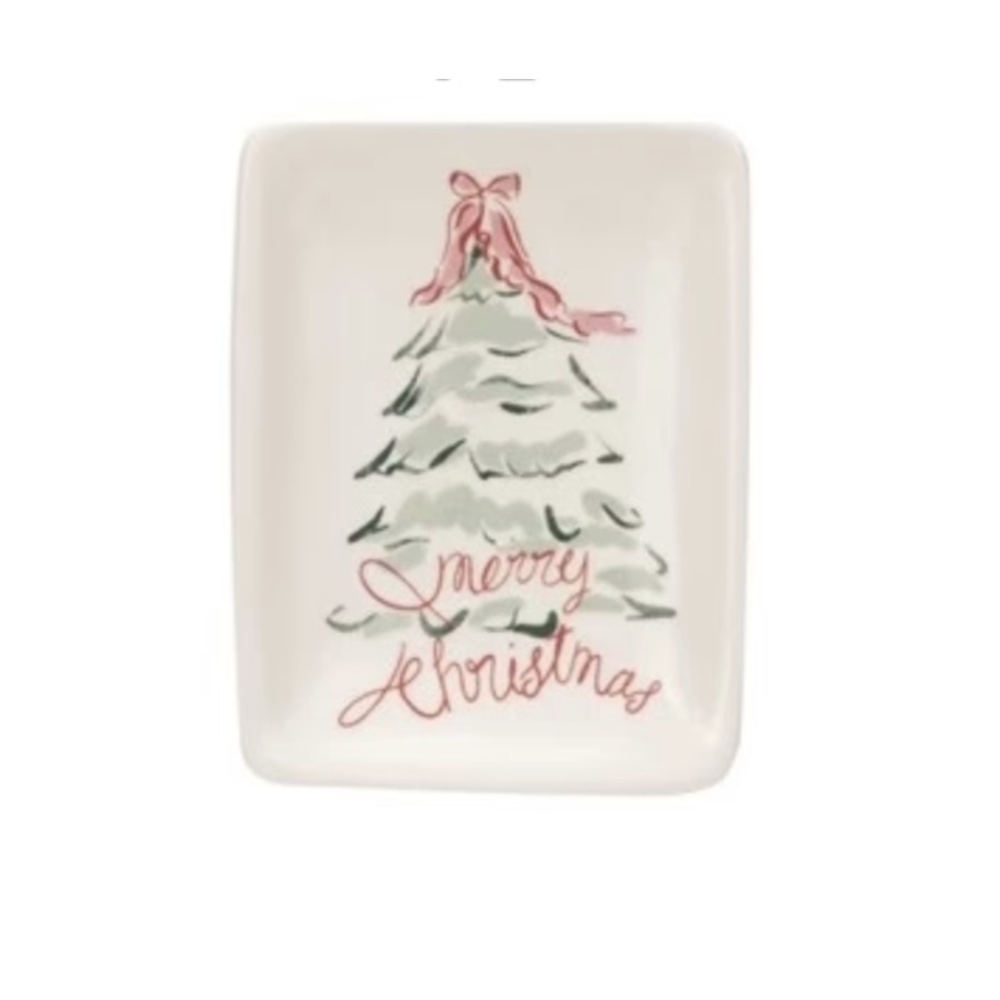 Stoneware Dish with Christmas Tree