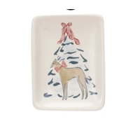 Stoneware Dish with Christmas Tree