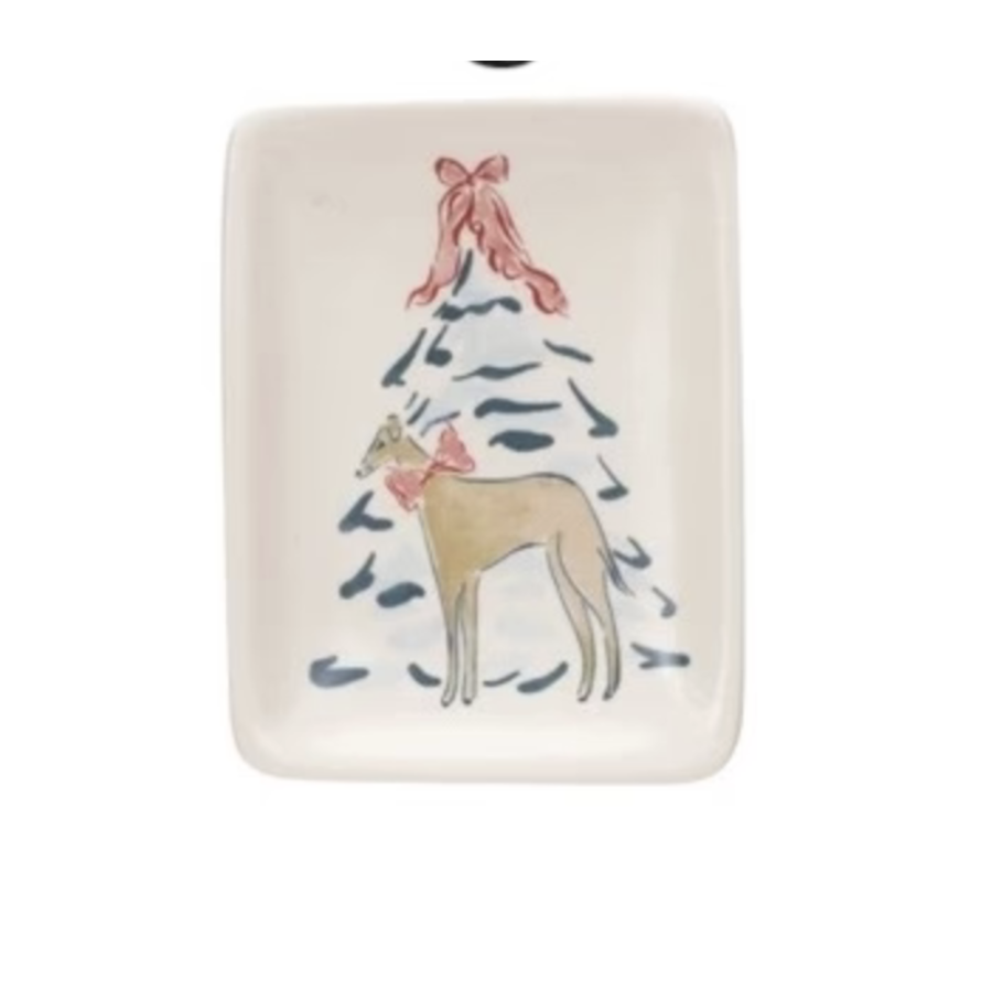Stoneware Dish with Christmas Tree