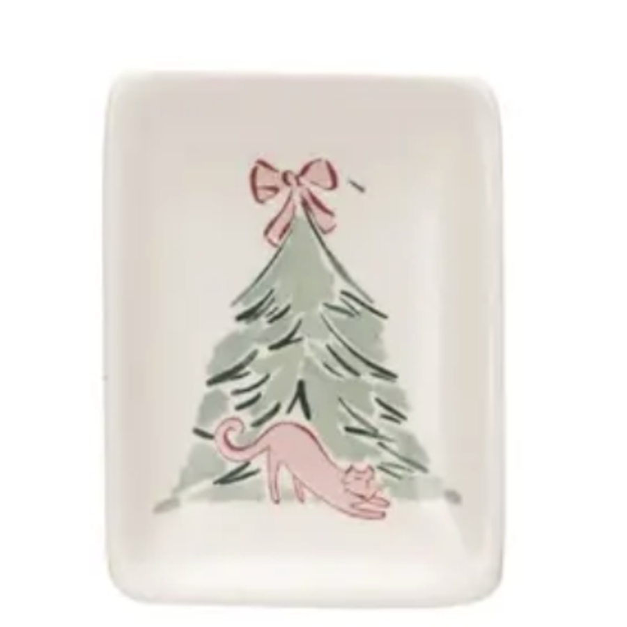 Stoneware Dish with Christmas Tree