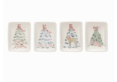  Creative Co-Op Stoneware Dish with Christmas Tree 