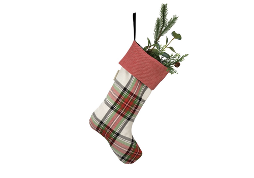 Primitives by Kathy Cream Plaid Christmas Stocking 