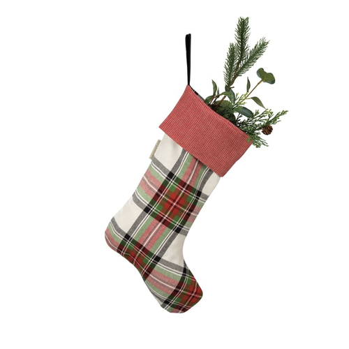  Primitives by Kathy Cream Plaid Christmas Stocking 