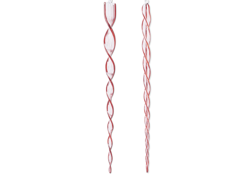  K & K Interiors Inc 21" Red & Clear Glass Spiral Icicle Ornament 