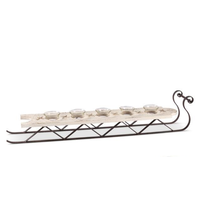 Metal & Cream Wood Votive C/H