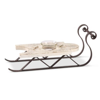 Metal & Cream Wood Votive C/H