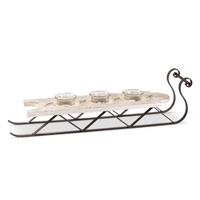 Metal & Cream Wood Votive C/H