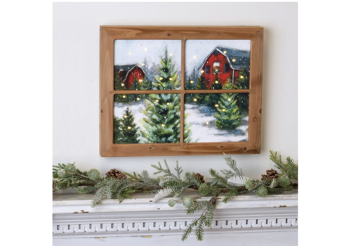  Primitives by Kathy Winter Farm Lighted Window Sign 
