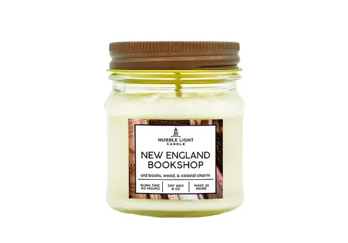 Nubble Light Candle New England Bookshop Soy Candle 8 oz   Nubble Light Candle New England Bookshop Soy Candle 8 oz