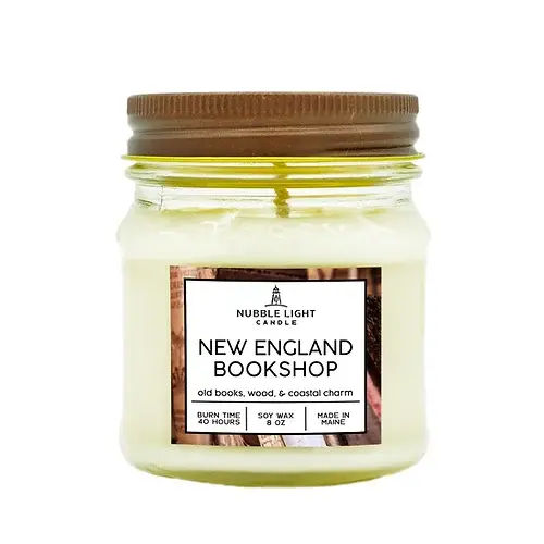  Nubble Light Candle New England Bookshop Soy Candle 8 oz 