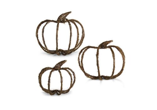  K & K Interiors Inc Grapevine Wall Hanging 1/2 Pumpkin 