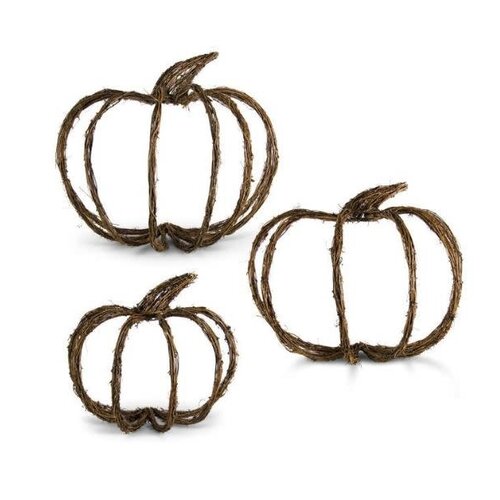 K & K Interiors Inc Grapevine Wall Hanging 1/2 Pumpkin 