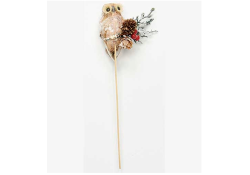  Worth Imports 3" Owl on Branch on 8" Wood Pick 