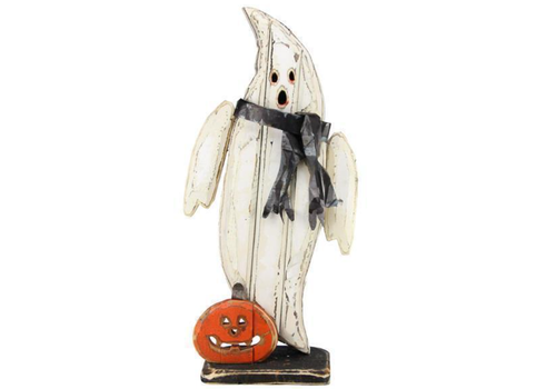  A&B Floral 36" Standing Ghost with Pumpkin 
