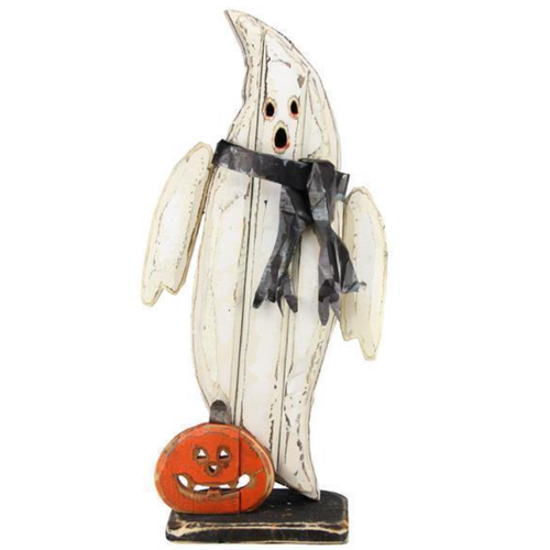 A&B Floral 36" Standing Ghost with Pumpkin   A&B Floral 36" Standing Ghost with Pumpkin