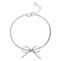Silver Herringbone Chain Bow Tie Bracelet