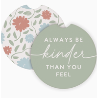 Always Kinder / Flowers Car Coasters (set of 2)