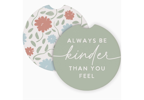  Sincere Surroundings Always Kinder / Flowers Car Coasters (set of 2) 