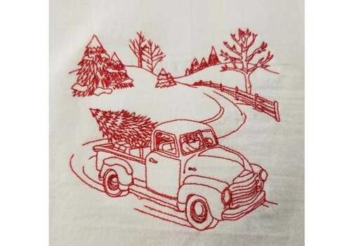  Let's Get Sewin' Embroidered Christmas Tea Towel Truck 