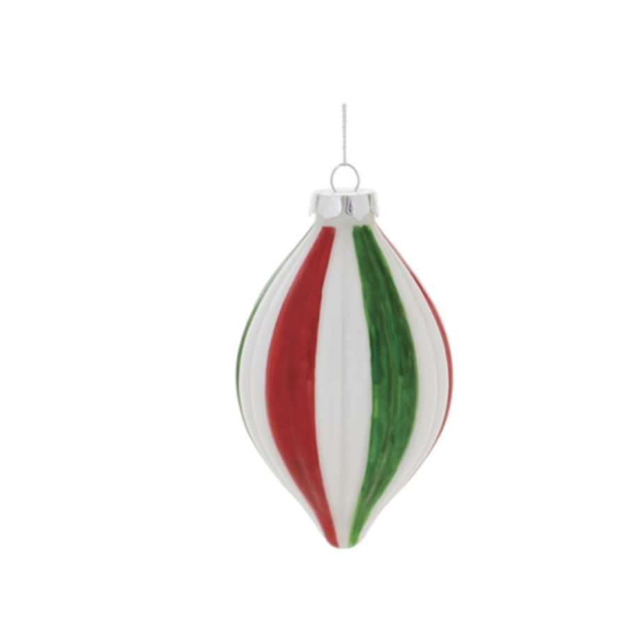 Red/White/Green Glass Ornament