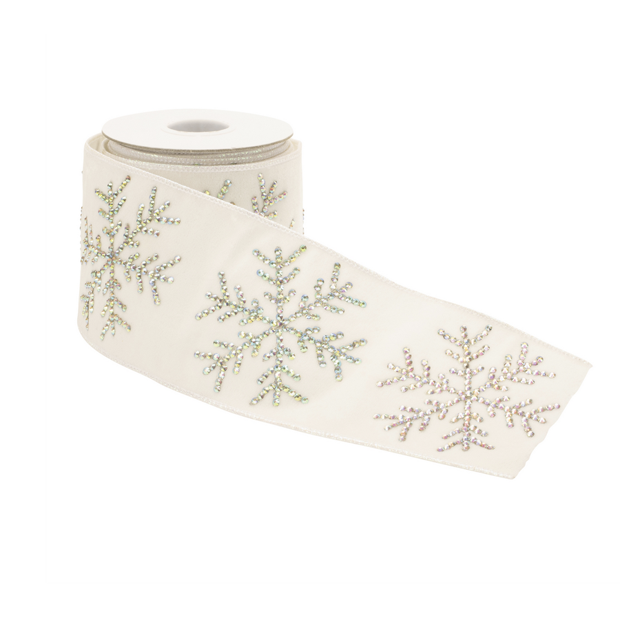 4" Snowflake Wired Ribbon