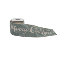 4" Merry Xmas Wired Ribbon