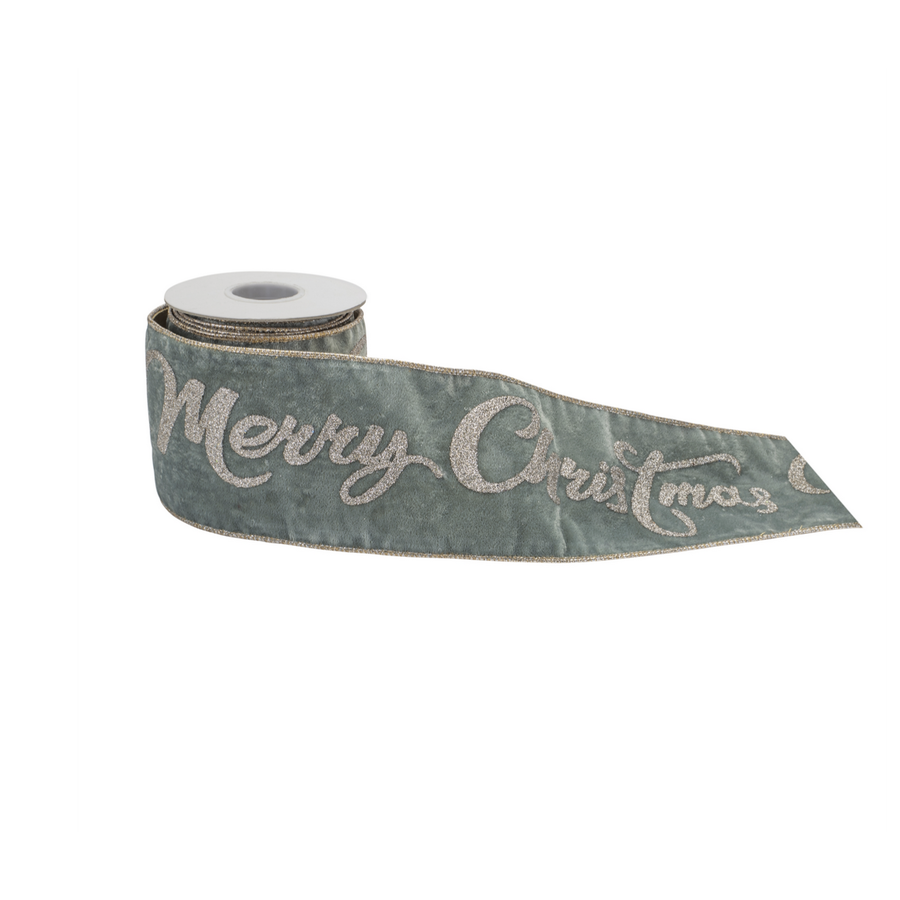 4" Merry Xmas Wired Ribbon