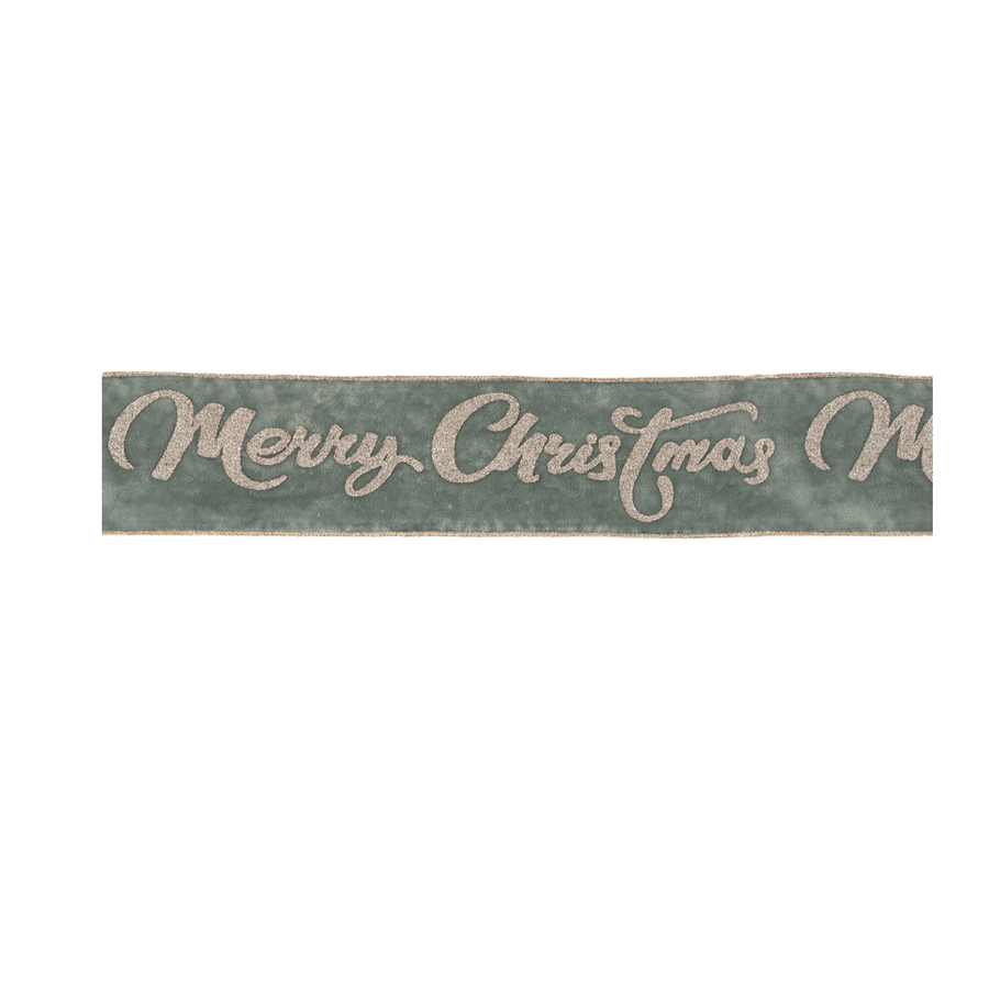 4" Merry Xmas Wired Ribbon