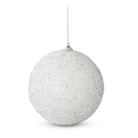 5" White Glittered Shatterproof Orn
