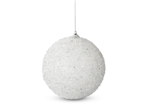  K & K Interiors Inc 5" White Glittered Shatterproof Ornament 