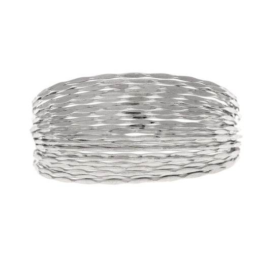  Rain Jewelry Collection Silver Hammered Wires Wide Cuff Bracelet 
