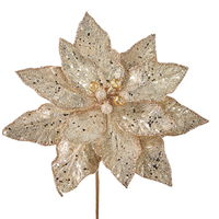 23" Champagne Glittered Poinsettia Stem