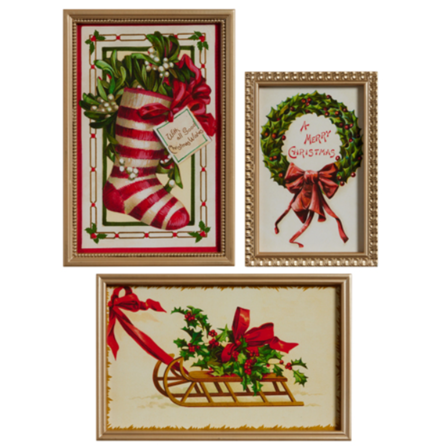 Vintage Christmas Framed Wall Art
