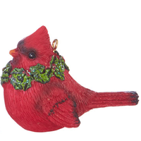 Cardinal with Wreath Ornament 2.5"