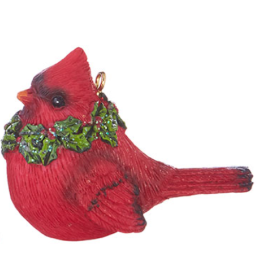  Cardinal with Wreath Ornament 2.5" 