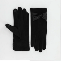Faux Suede Bow Gloves