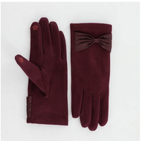 Faux Suede Bow Gloves