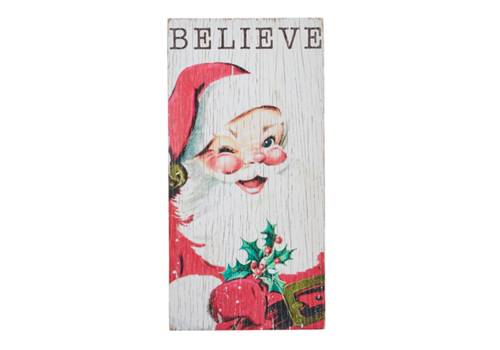  Believe Santa Textured Wood Wall Art 20" 