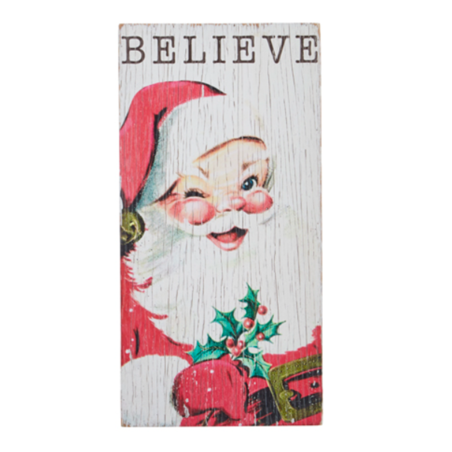 Believe Santa Textured Wood Wall Art 20"