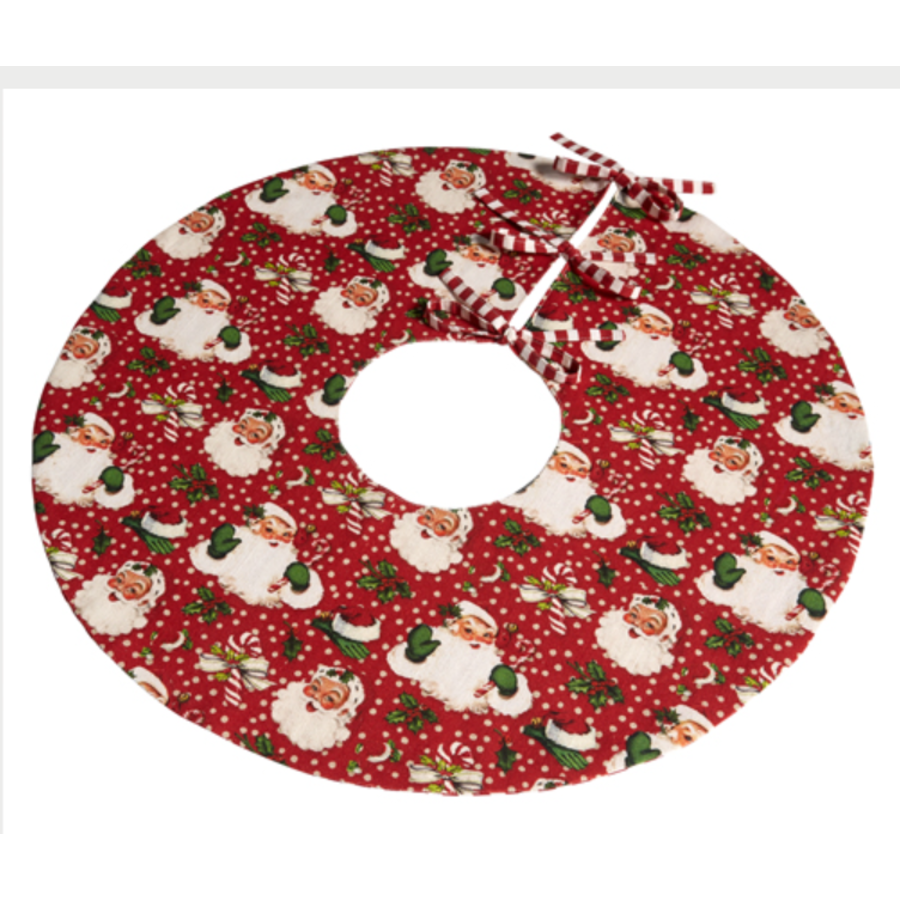 Red Retro Santa Tree Skirt 24"