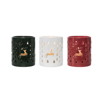 Dolomite candle holder with Reindeer Punch Pattern