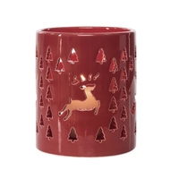 Dolomite candle holder with Reindeer Punch Pattern