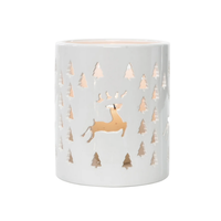 Dolomite candle holder with Reindeer Punch Pattern