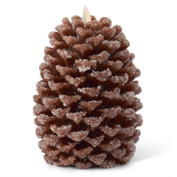 Brown Wax Snowy Pinecone Luminara