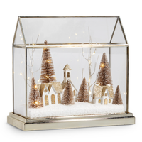 Lighted Snowy Village Terrarium 12.75"