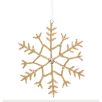 Beaded Gold Snowflake Ornament 8.5"