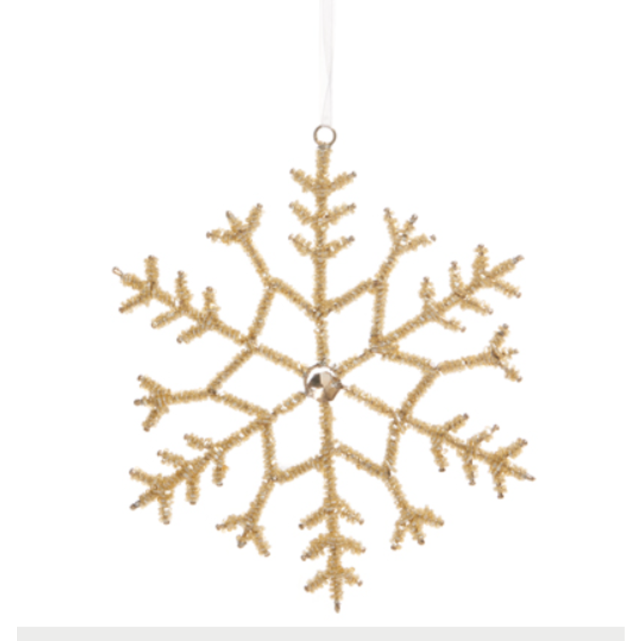 Beaded Gold Snowflake Ornament 8.5"
