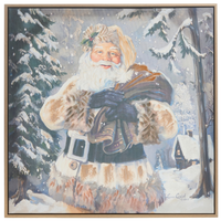 Santa Textured Framed Canvas Wall Art 23.5"